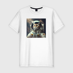 Мужская футболка хлопок Slim Кот-космонавт - нейросеть