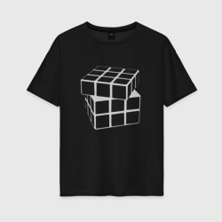 Женская футболка хлопок Oversize Бесцветный кубик рубика