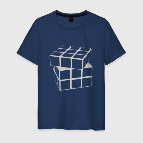 Мужская футболка из хлопка с принтом Бесцветный кубик рубика, вид спереди №1