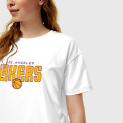 Женская футболка хлопок Oversize NBA Lakers - фото 2