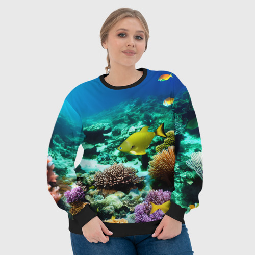 Женский свитшот 3D с принтом Рыбы на дне моря, фото #4