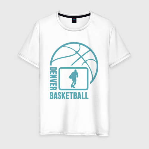 Мужская футболка из хлопка с принтом Denver Basket, вид спереди №1