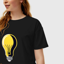 Женская футболка хлопок Oversize Лампочка идеи - фото 2