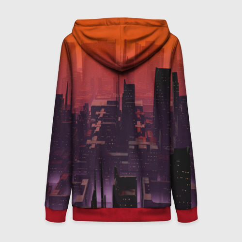Женская толстовка 3D на молнии Секретный город, цвет красный - фото 2