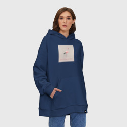 Худи SuperOversize хлопок Розовый фламинго - минимализм - нейросеть - фото 2