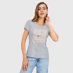 Женская футболка хлопок Slim Розовый фламинго - минимализм - нейросеть - фото 2
