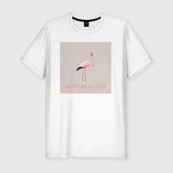 Мужская футболка хлопок Slim Розовый фламинго - минимализм - нейросеть