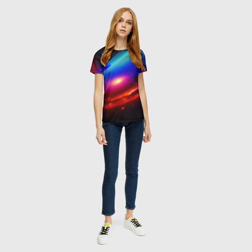 Женская футболка 3D Неоновая галактика, цвет 3D печать - фото 5