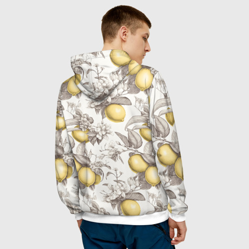 Мужская толстовка 3D Лимоны - винтаж графика: паттерн, цвет белый - фото 4