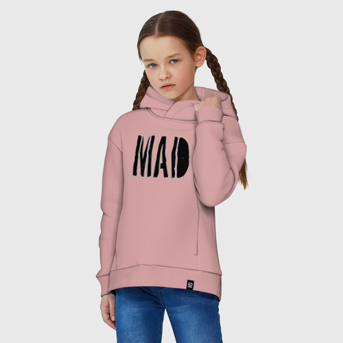 Детское худи Oversize хлопок Mad или безумный, цвет пыльно-розовый - фото 3