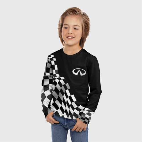 Детский лонгслив 3D Infiniti racing flag, цвет 3D печать - фото 3