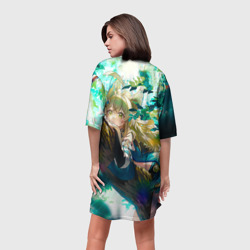 Платье с принтом Геншин Импакт: Кирара для женщины, вид на модели сзади №2. Цвет основы: белый