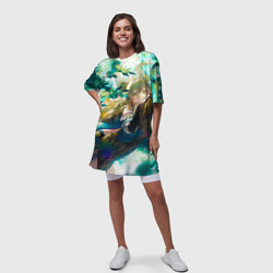 Платье с принтом Геншин Импакт: Кирара для женщины, вид на модели спереди №3. Цвет основы: белый