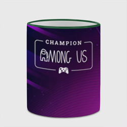 Кружка с полной запечаткой Among Us gaming champion: рамка с лого и джойстиком на неоновом фоне - фото 2