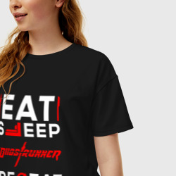 Женская футболка хлопок Oversize Надпись eat sleep Ghostrunner repeat - фото 2