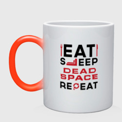 Кружка хамелеон Надпись: eat sleep Dead Space repeat