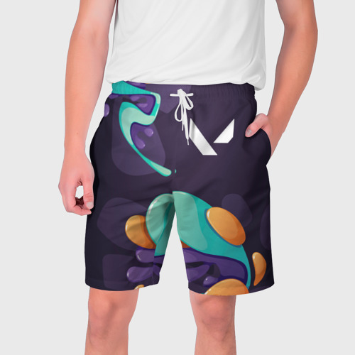 Мужские шорты 3D с принтом Valorant graffity splash, вид спереди #2