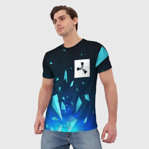 Мужская футболка 3D с принтом Rust взрыв частиц, фото на моделе #1