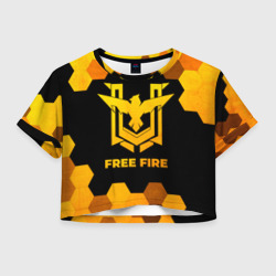 Женская футболка Crop-top 3D Free Fire - gold gradient