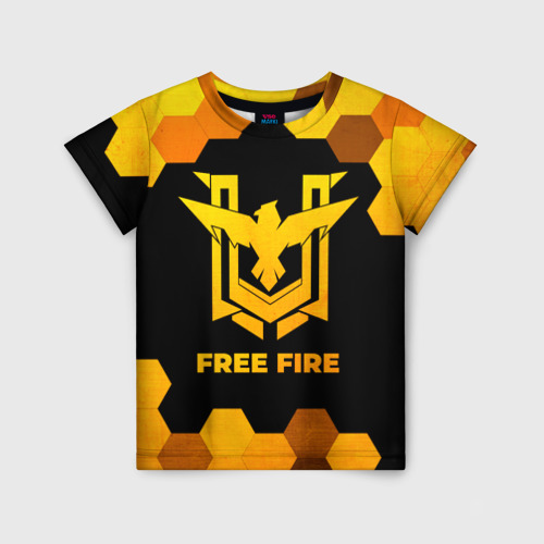Детская футболка с принтом Free Fire - gold gradient, вид спереди №1