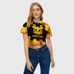 Женская футболка Crop-top 3D Free Fire - gold gradient - фото 2
