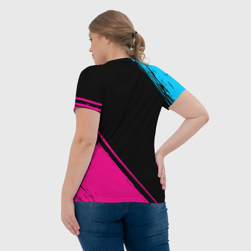Женская футболка 3D с принтом Among Us - neon gradient: надпись, символ, вид сзади #2