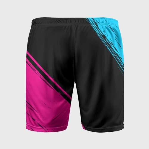 Мужские шорты спортивные Among Us - neon gradient: надпись, символ, цвет 3D печать - фото 2