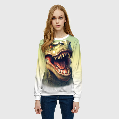 Женский свитшот 3D Острые зубы тиранозавра Рекса, цвет 3D печать - фото 3