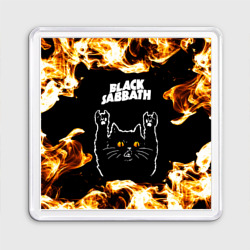 Магнит 55*55 Black Sabbath рок кот и огонь