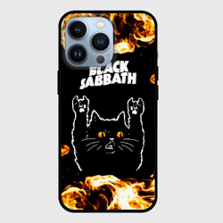 Чехол для iPhone 13 Pro Black Sabbath рок кот и огонь