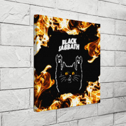 Холст квадратный Black Sabbath рок кот и огонь - фото 2