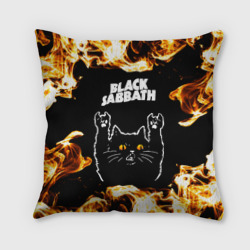 Подушка 3D Black Sabbath рок кот и огонь