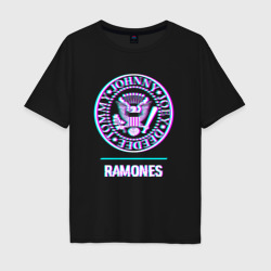Мужская футболка хлопок Oversize Ramones glitch rock