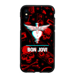 Чехол для iPhone XS Max матовый Bon Jovi rock glitch