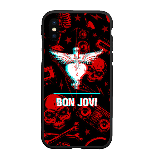 Чехол для iPhone XS Max матовый Bon Jovi rock glitch