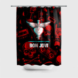 Штора 3D для ванной Bon Jovi rock glitch