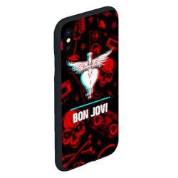 Чехол для iPhone XS Max матовый Bon Jovi rock glitch - фото 2