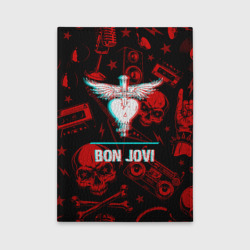 Обложка для автодокументов Bon Jovi rock glitch