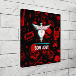 Холст квадратный Bon Jovi rock glitch - фото 2