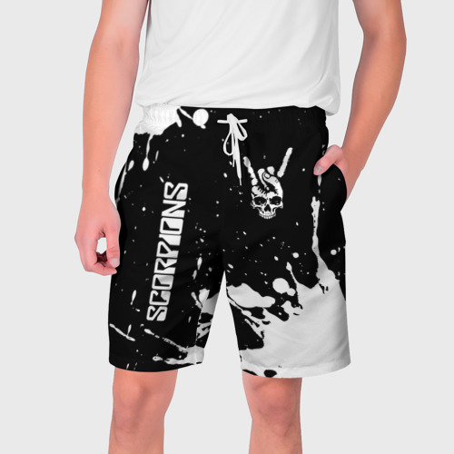 Мужские шорты 3D Scorpions и рок символ на темном фоне, цвет 3D печать