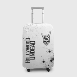 Чехол для чемодана 3D Hollywood Undead и рок символ на светлом фоне
