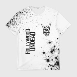 Мужская футболка 3D Hollywood Undead и рок символ на светлом фоне