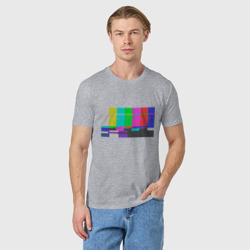 Мужская футболка хлопок Разноцветные полосы в телевизоре - фото 2