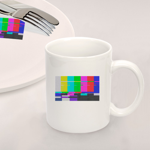 Набор: тарелка + кружка Разноцветные полосы в телевизоре - фото 2