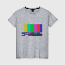 Женская футболка хлопок Разноцветные полосы в телевизоре