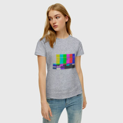 Женская футболка хлопок Разноцветные полосы в телевизоре - фото 2
