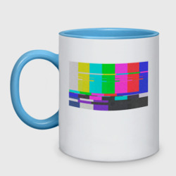 Кружка двухцветная Разноцветные полосы в телевизоре