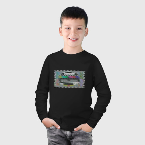 Детский лонгслив хлопок Сбоящий экран телевизора, цвет черный - фото 3