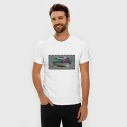 Мужская футболка хлопок Slim Сбоящий экран телевизора - фото 2