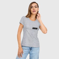 Женская футболка хлопок Slim Нет сигнала на черном фоне - мини - фото 2